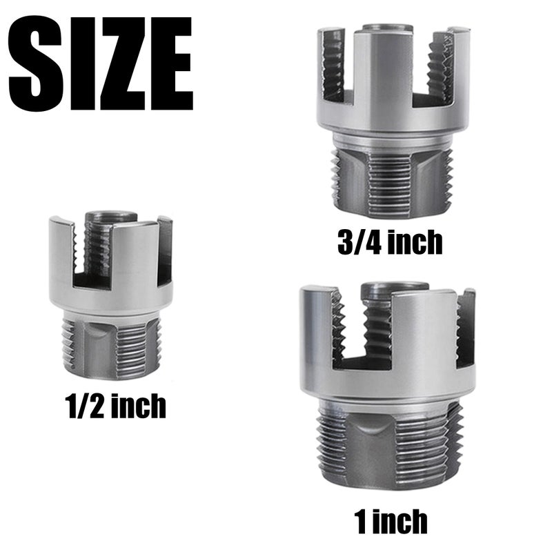 8 Pcs Internal External Pipe Threading Tool Set PVC Plastic Pipe Threader 1 2 Inch 3 4 Inch 1 Inch Dies Electric Drill Compatible Home Repair - Image 2