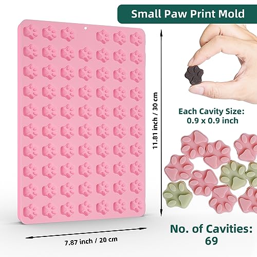 Amyandone Mini Paw Print Silicone Molds, 69 Cavities Food Grade Pawprint Mold for Chocolate, Candy, Jelly, Gummy, Dog Treats, Cake Décor, Snack Biscuits (with a Scraper) - Image 5