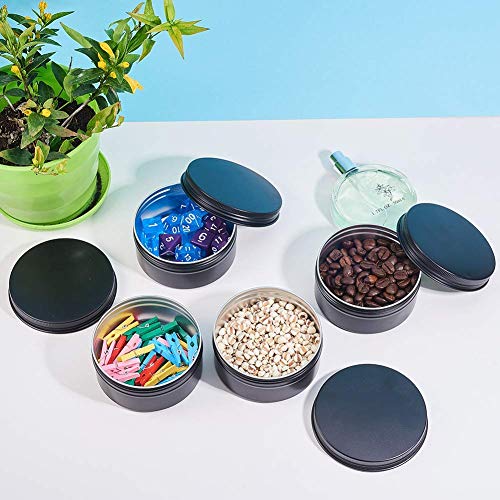 Healthcom 6 oz 12 Packs Black Round Aluminum Tin Cans Screw Top Metal Steel Tins Empty Slip Slide Cosmetic Sample Containers Storage Organization for Salve Crafts Spice Candles - Image 5