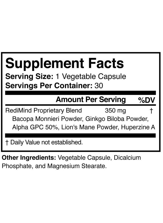 RediMind مكمل طبيعي لتعزيز القدرات الإدراكية Nongmo Vegan Glutenfree - Image 5