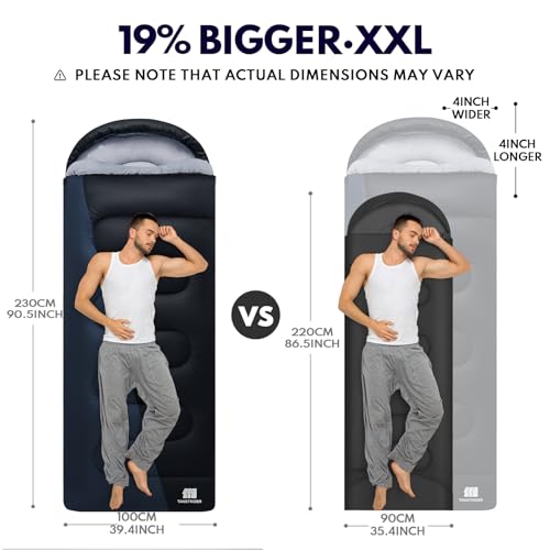 TANSTRIDER XXL Winter Sleeping Bags for Adults Cold Weather,Camping Sleeping Bag for Kids with Compression Sack,4 Season Camping Essentials Gear for Hiking,Traveling,Outdoor,Backpacking,Climbing - Image 3