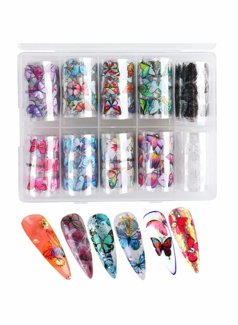 KASTWAVE Butterfly Nail Art Stickers, Decals 3D Self-Adhesive Nail Decals Butterfly Designs with Storage Box DIY Nail Decorations - Image 1