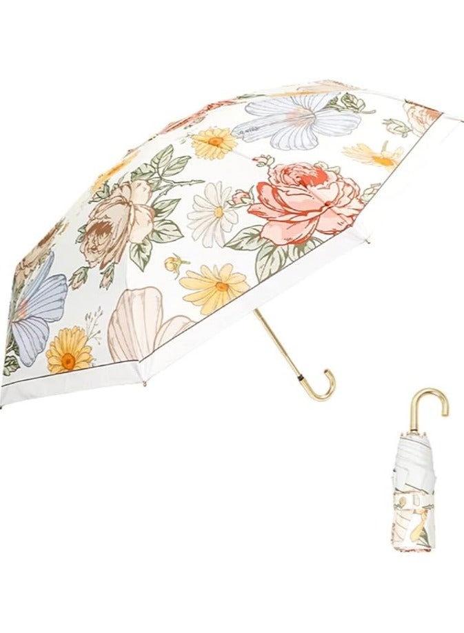 عام مظلة سفر مقاومة للرياح، مظلة مطوية مدمجة، مظلة صغيرة للأيام الممطرة والمشمسة، مظلة محمولة خفيفة الوزن بـ 8 عظمات للنساء والفتيات - Image 1