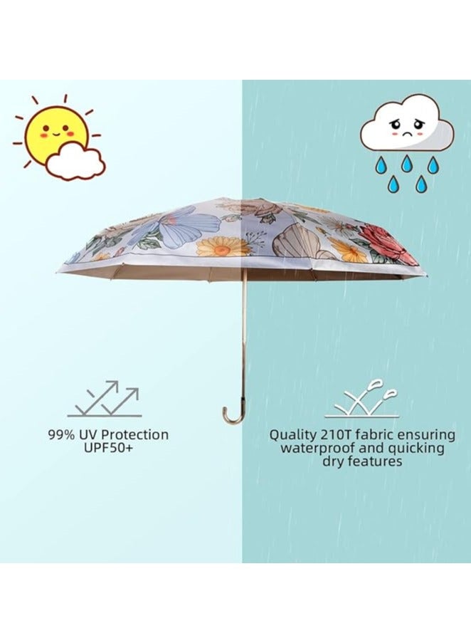 عام مظلة سفر مقاومة للرياح، مظلة مطوية مدمجة، مظلة صغيرة للأيام الممطرة والمشمسة، مظلة محمولة خفيفة الوزن بـ 8 عظمات للنساء والفتيات - Image 4