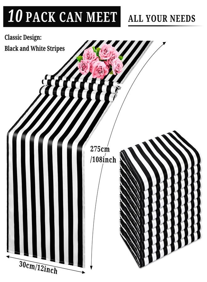 REWOMC 10 Pack Striped Table Runner Polyester Table Decor Classic Black and White Striped Table Runner for Indoor Outdoor Wedding, Birthday Parties, Banquets, Fit Rectange and Round Table(12 x 108 Inch) - Image 4