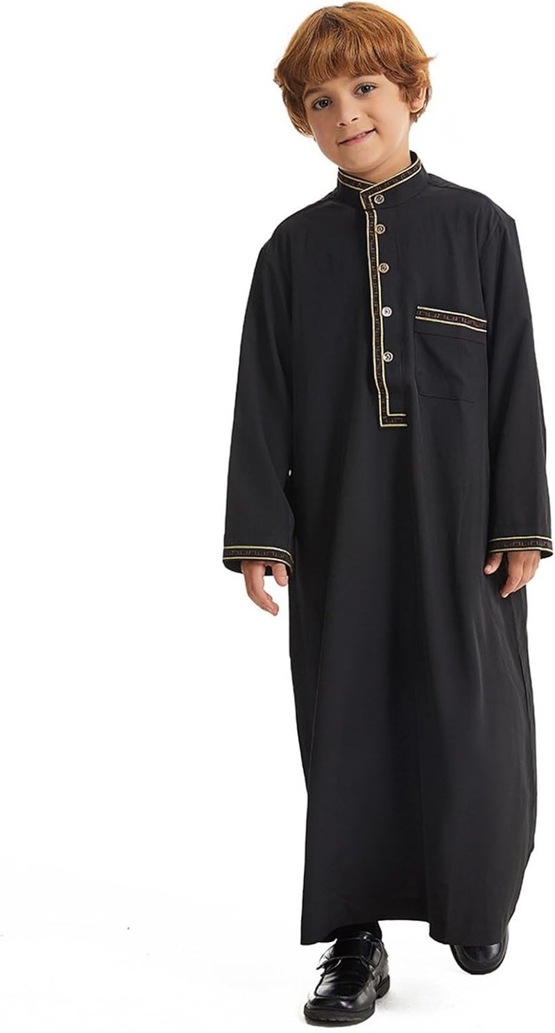 Generisch Arabian Thobe Muslim Thobe Long Sleeve Kaftan for Kids - Image 5