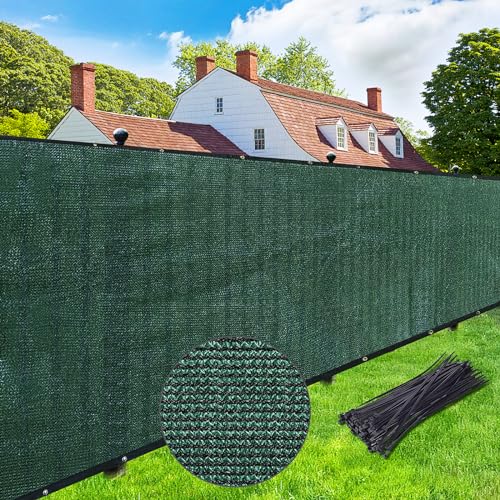 UPGRADE Privacy Screen Fence 4' x 50' Commercial Shade Cover with Brass Grommets Heavy Duty Perfect for Outdoor Back Yard-Dark Green, Customizable - Image 1