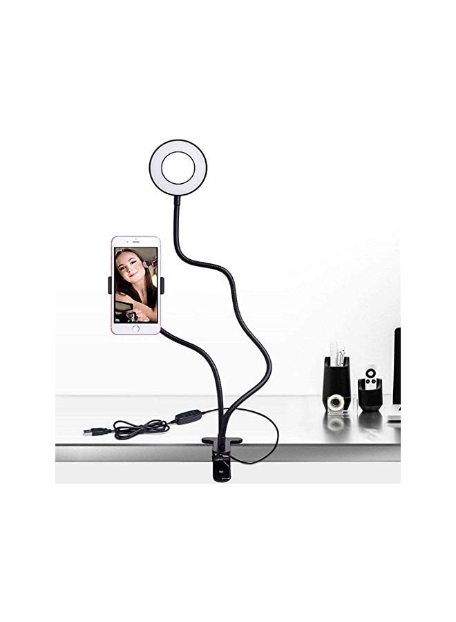 Zaboon Phone Holder Metal Desktop Stand With Selfie Ring Light Fill Light, Black - Image 5