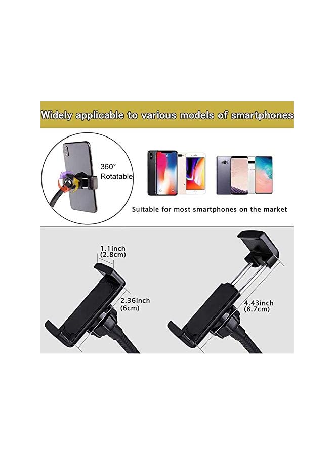 Zaboon Phone Holder Metal Desktop Stand With Selfie Ring Light Fill Light, Black - Image 4