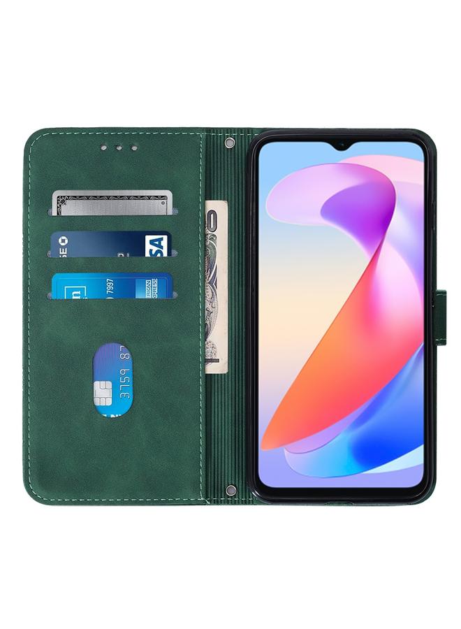 Green Tiger Case For Honor X6a Crossbody 3D Embossed Flip Leather Phone Case - Image 3