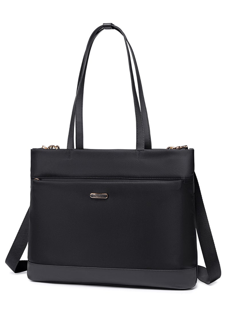 Chantria Premium Lightweight Laptop Hand Bag for Women Water Resistant Multifunctional Laptop Sling Bag with Multiple Pockets for Casual/Work/College/ School, CB00789-Black  - Image 1