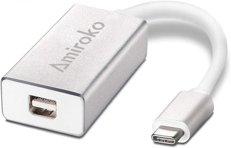 Amiroko USB-C to Mini DisplayPort Adapter, USB 3.1 Type C to Mini DP Adapter Support 4K, 1080P Compatible with MacBook Pro, MacBook 12", Alienware, to LED Cinema Display/Dell Monitor etc, Silver - Image 1