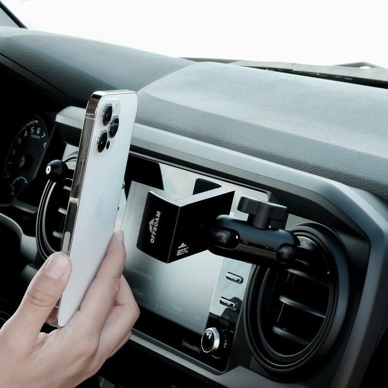 Offroam Phone Mount Made for Toyota Tacoma 2016-2023 | Tundra 2014-2021, CNC-Machined Aluminium, Universal Spring Loaded Holder, 360-Degree Swivel, One-Hand Operation - Image 1