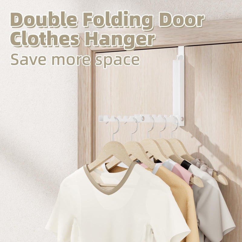 BAKON Over The Door Hooks, Small Space Double Folding Portable Over The Door Drying Rack for Laundry, Bathroom, Bedroom, Travel Storage and Drying (1Pack, White) - Image 3