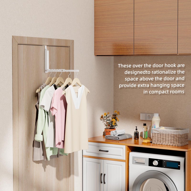 BAKON Over The Door Hooks, Small Space Double Folding Portable Over The Door Drying Rack for Laundry, Bathroom, Bedroom, Travel Storage and Drying (1Pack, White) - Image 5