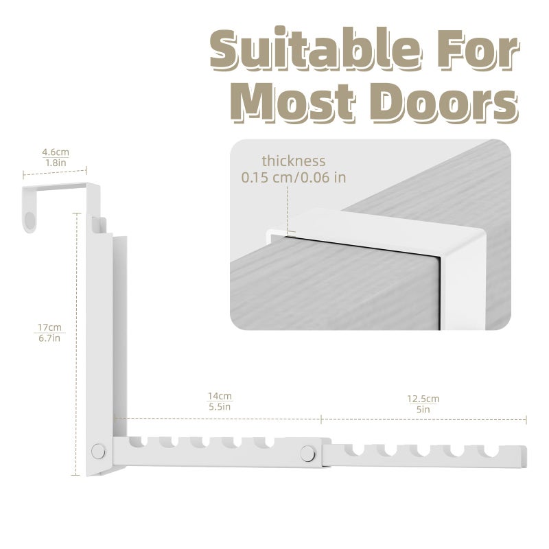 BAKON Over The Door Hooks, Small Space Double Folding Portable Over The Door Drying Rack for Laundry, Bathroom, Bedroom, Travel Storage and Drying (1Pack, White) - Image 2