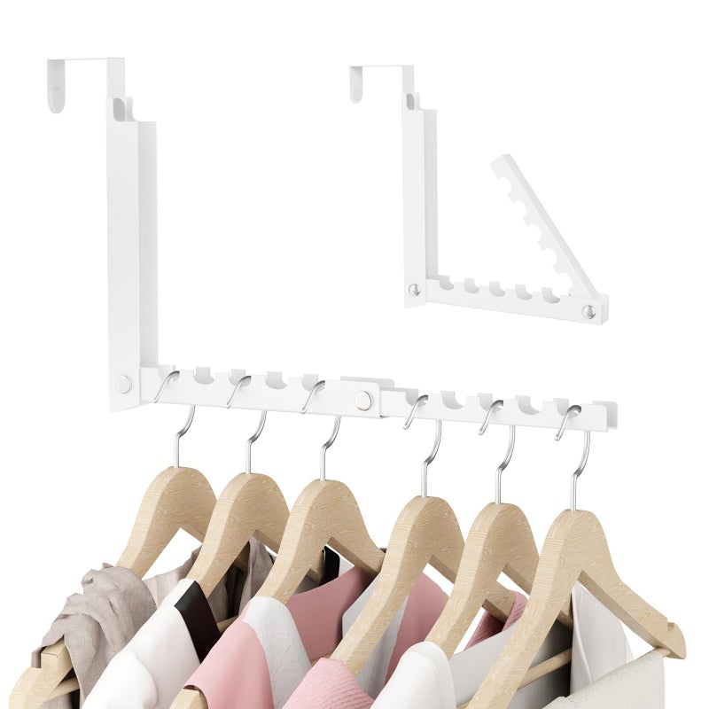 BAKON Over The Door Hooks, Small Space Double Folding Portable Over The Door Drying Rack for Laundry, Bathroom, Bedroom, Travel Storage and Drying (1Pack, White) - Image 1