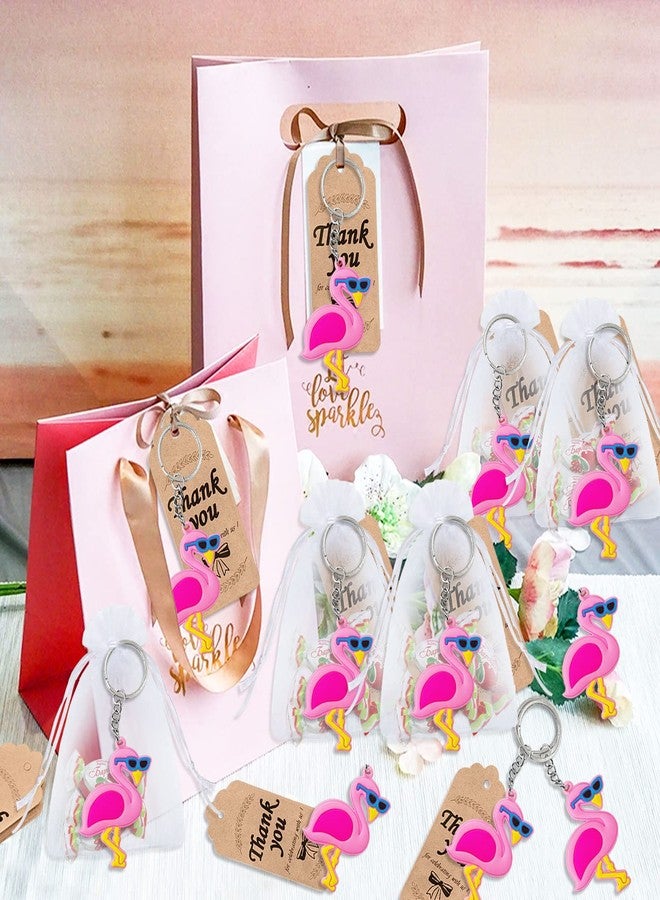 Elecrainbow 24 Pack Pink Flamingo Keyring Pack Party Favor for Flamingo Lover, Guest Return Gift, Hawaii Themed Party, Baby Shower, Birthday - Image 2