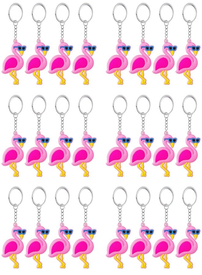 Elecrainbow 24 Pack Pink Flamingo Keyring Pack Party Favor for Flamingo Lover, Guest Return Gift, Hawaii Themed Party, Baby Shower, Birthday - Image 1