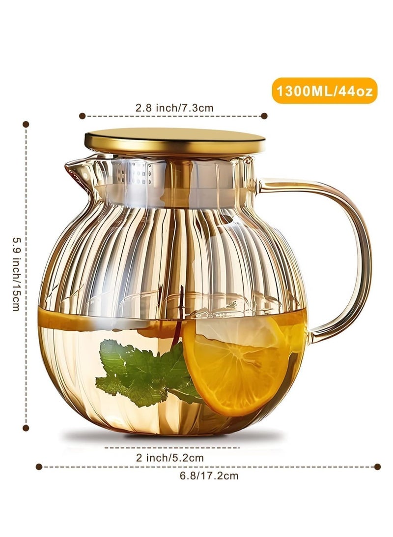 Beauenty Glass Teapot Stovetop & Microwave Safe, Borosilicate Glass Tea Kettle, 1300ml Glass Tea Pot with Lid, Teapot for Loose Leaf and Blooming Tea, Fruit Tea Hand Crafted Kettle for Adult Gifts - Image 3