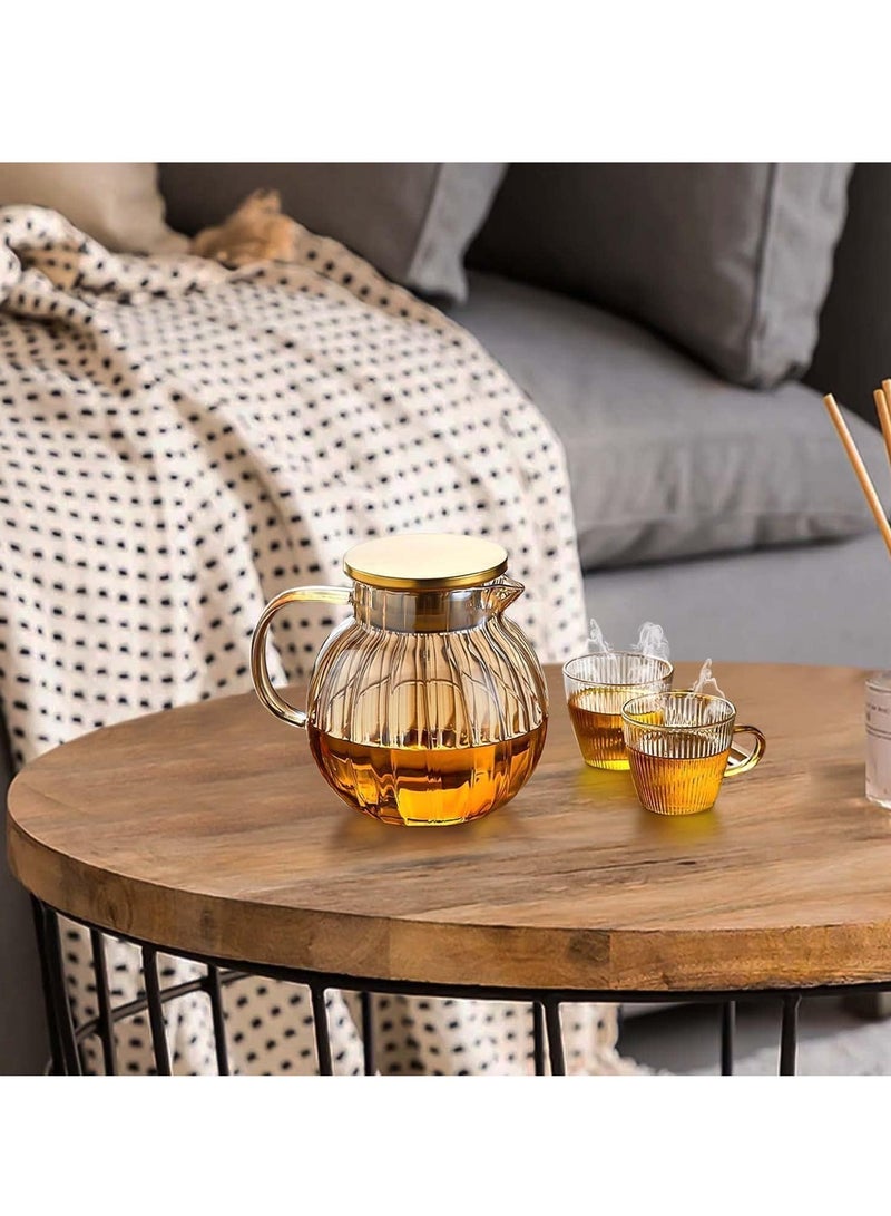 Beauenty Glass Teapot Stovetop & Microwave Safe, Borosilicate Glass Tea Kettle, 1300ml Glass Tea Pot with Lid, Teapot for Loose Leaf and Blooming Tea, Fruit Tea Hand Crafted Kettle for Adult Gifts - Image 4