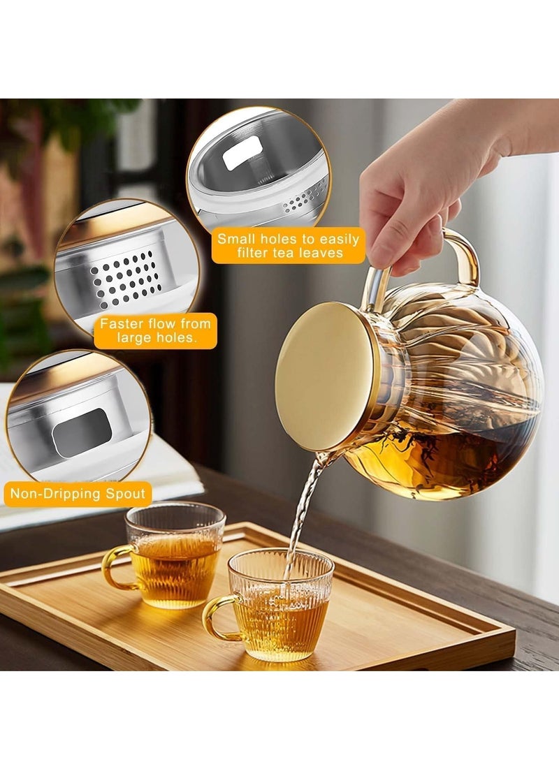 Beauenty Glass Teapot Stovetop & Microwave Safe, Borosilicate Glass Tea Kettle, 1300ml Glass Tea Pot with Lid, Teapot for Loose Leaf and Blooming Tea, Fruit Tea Hand Crafted Kettle for Adult Gifts - Image 5