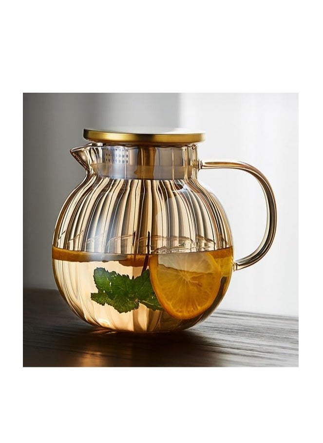 Beauenty Glass Teapot Stovetop & Microwave Safe, Borosilicate Glass Tea Kettle, 1300ml Glass Tea Pot with Lid, Teapot for Loose Leaf and Blooming Tea, Fruit Tea Hand Crafted Kettle for Adult Gifts  - Image 2