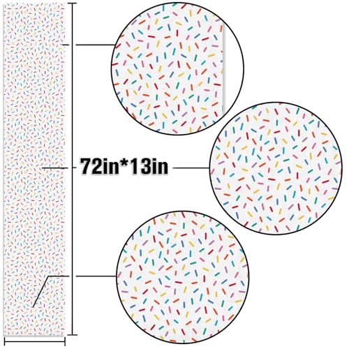 Buxiuer Confetti Sprinkles Table Runner Boy Kids Birthday Sprinkled with Love Baby Shower Party Decoration Donut Dessert Dining Room Home Kitchen Table Decor (13" x 72") - Image 3