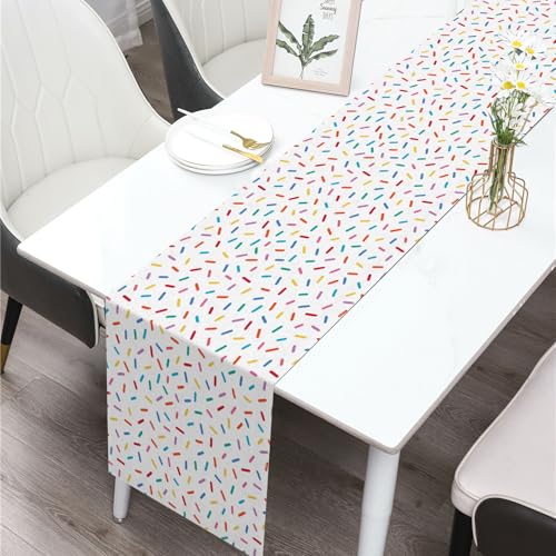 Buxiuer Confetti Sprinkles Table Runner Boy Kids Birthday Sprinkled with Love Baby Shower Party Decoration Donut Dessert Dining Room Home Kitchen Table Decor (13" x 72") - Image 2