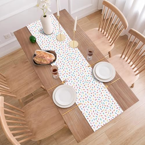 Buxiuer Confetti Sprinkles Table Runner Boy Kids Birthday Sprinkled with Love Baby Shower Party Decoration Donut Dessert Dining Room Home Kitchen Table Decor (13" x 72") - Image 4
