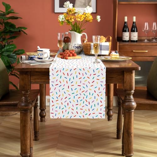 Buxiuer Confetti Sprinkles Table Runner Boy Kids Birthday Sprinkled with Love Baby Shower Party Decoration Donut Dessert Dining Room Home Kitchen Table Decor (13" x 72") - Image 5