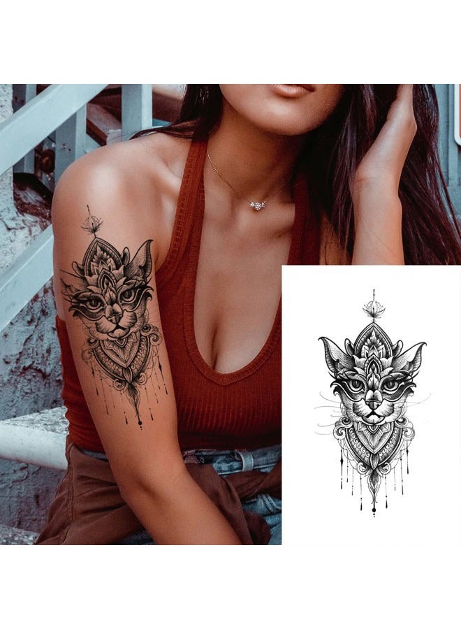 Anrituo 32Sheets Women Temporary Tattoo Sticker,Henna Feather Mandala Datura Flowers Temp Tattoos For Women - Image 2