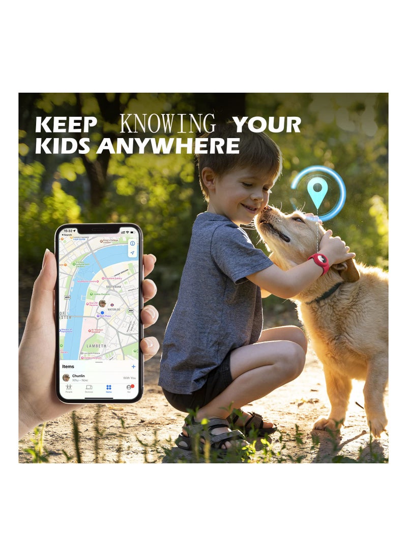 2 Pcs Airtag Wristbands for Kids Soft Silicone Bracelet Lightweight Waterproof Band Compatible with Apple Airtag Watch Band for Children and Toddler - Image 2