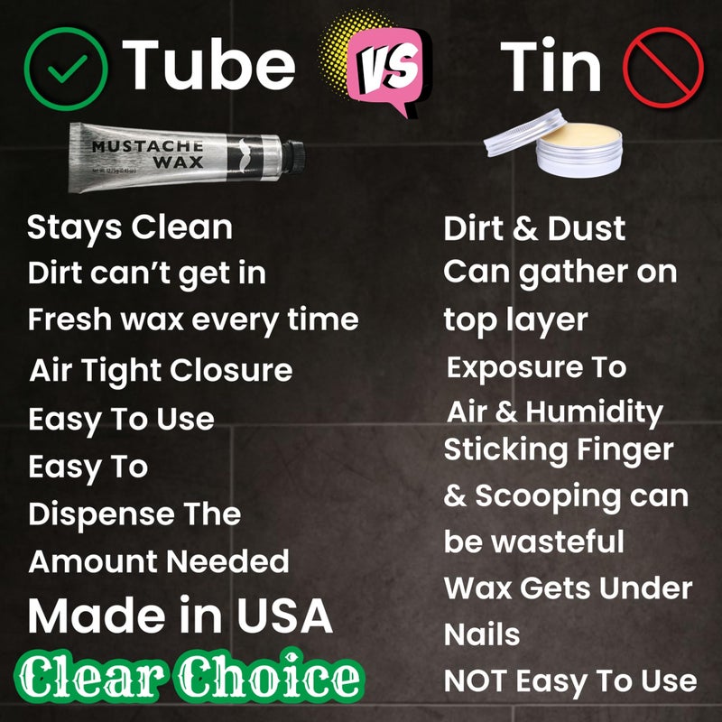 ALAZCO 3 Tubes Mustache Styling Wax Strong Hold Water Based Wax for Men Stache Beard Sideburns Eyebrows Grooming Touch-up All Hair Color Types Dries Clear - Travel TSA Approved - MADE IN USA - Image 4