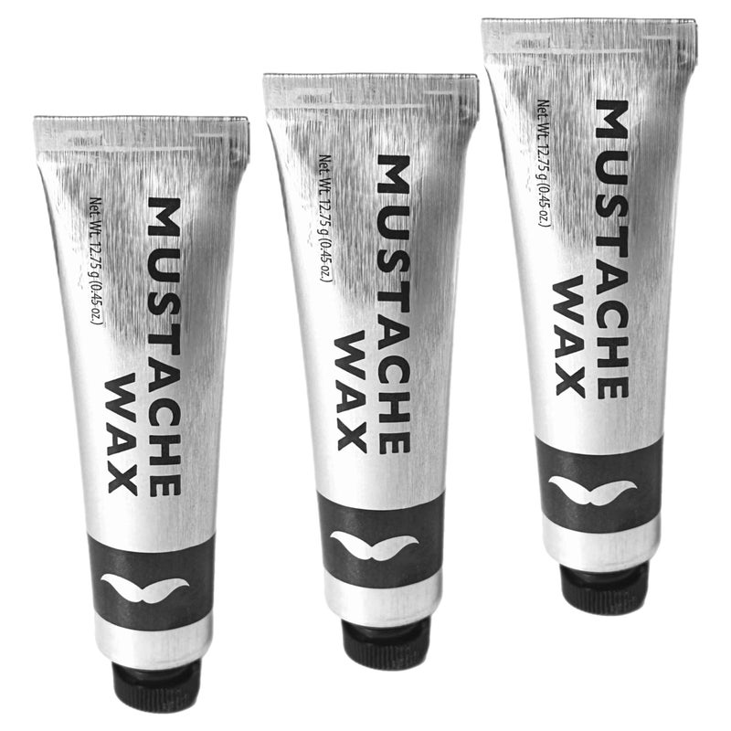 ALAZCO 3 Tubes Mustache Styling Wax Strong Hold Water Based Wax for Men Stache Beard Sideburns Eyebrows Grooming Touch-up All Hair Color Types Dries Clear - Travel TSA Approved - MADE IN USA - Image 1