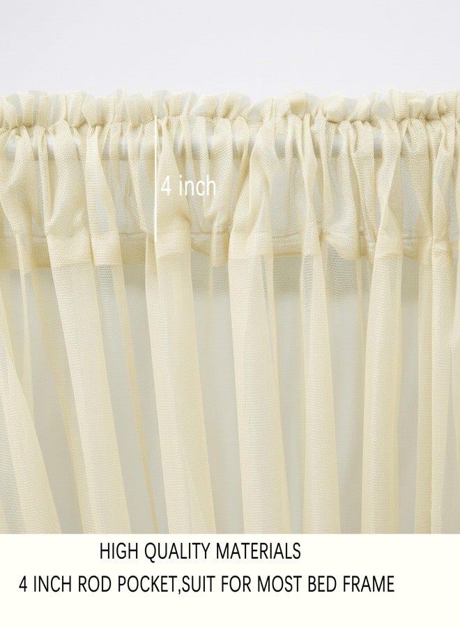 Akiky Canopy Bed Curtains 8 Panel Bed Curtains Drapes for Full Queen Size Bed Sheer Canopy Bed Drapes with Lights(Khaki) - Image 3