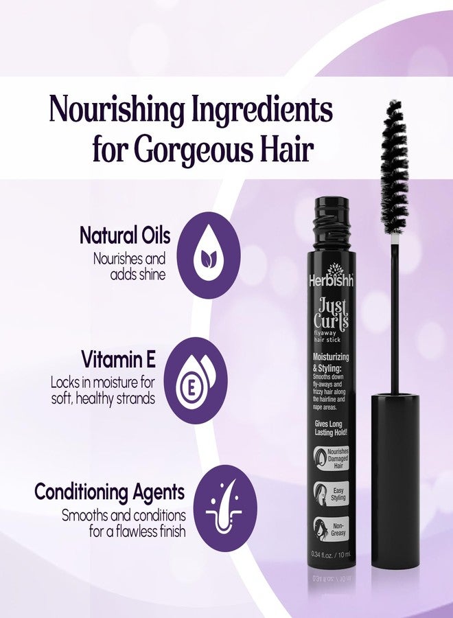 Herbishh Just Curls Flyaway Hair Stick, Quick Hair Finishing Stick for Flyaways, Frizz Control, & Slick Back Look, Non-Greasy Smoothing Serum & Frizz Tamer Wand for Hairline & Nape Areas 0.34 fl.oz - Image 3