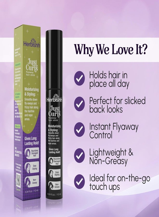 Herbishh Just Curls Flyaway Hair Stick, Quick Hair Finishing Stick for Flyaways, Frizz Control, & Slick Back Look, Non-Greasy Smoothing Serum & Frizz Tamer Wand for Hairline & Nape Areas 0.34 fl.oz - Image 2