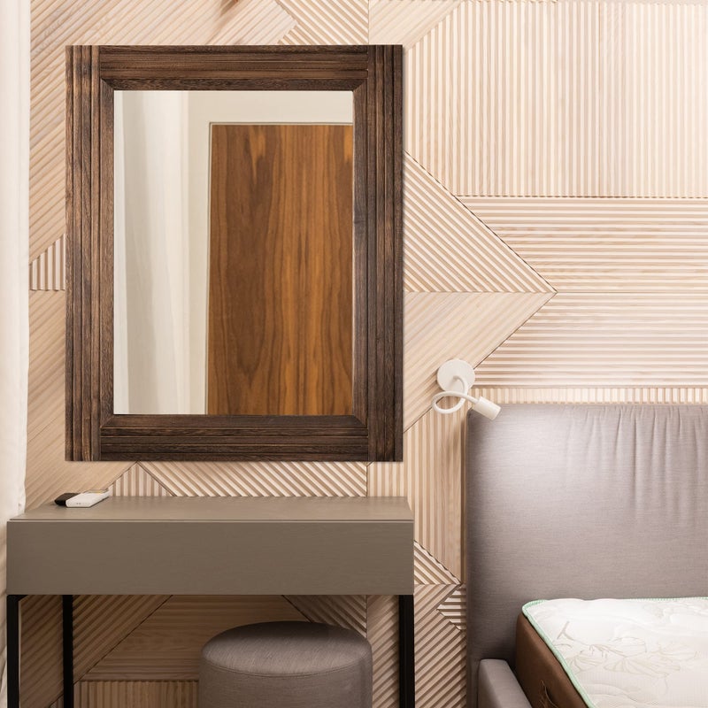YOSHOOT Hand-Made Wooden Spliced Wall Mirror for Bathroom, Rustic Farmhouse Vanity Mirror, DÃ©cor Wall Art, Solid Wood Frame, Vertical or Horizontal Hanging - Image 3