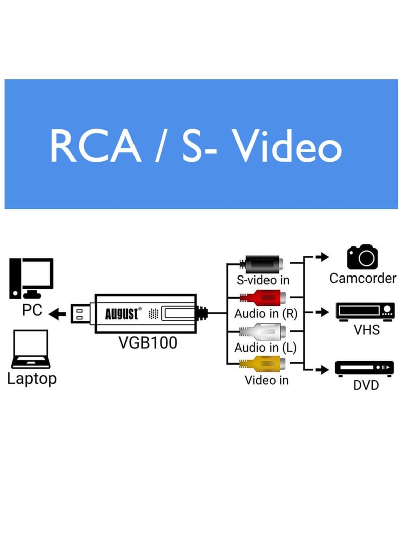 Generic Video Capture Card USB 2.0 Audio Device Old VHS Mini DV Hi8 DVD VCR To Digital Converter for Mac PC Support Windows 2000/10/8/7/Vista/XP/Android  - Image 4