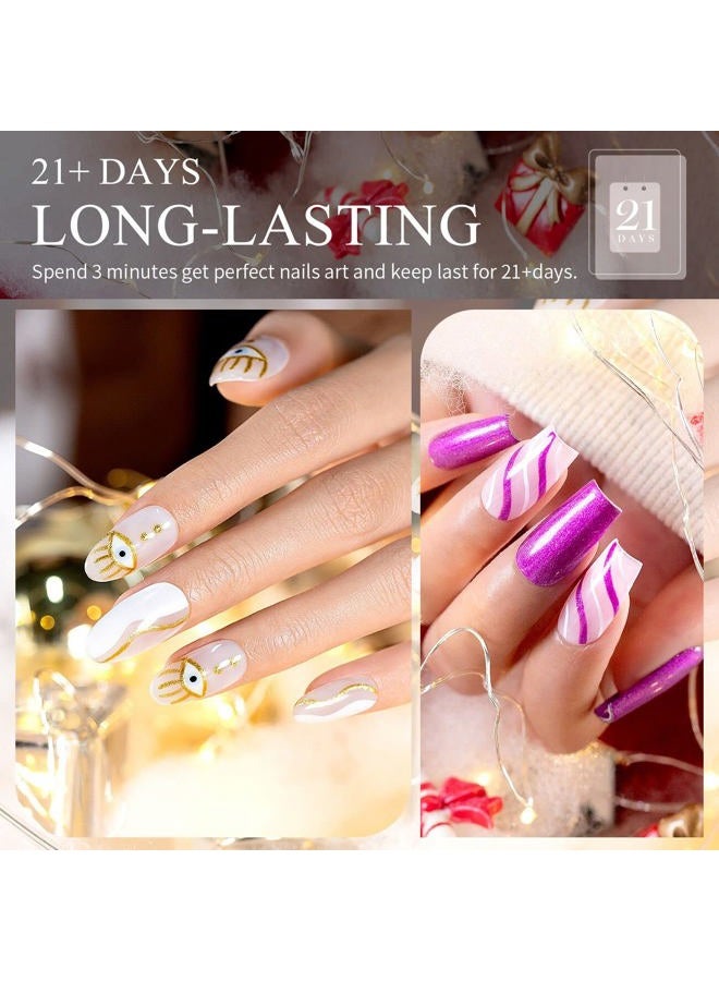 RARJSM Metallic Nail Art Gel Liner Black Silver Rose Gold Blue Green Red Glitter Painted Gel Nail Polish Set Soak Off 12 Colors 5ml UV LED Curing Require for DIY at Home Nail Salon Manicure Design - Image 5