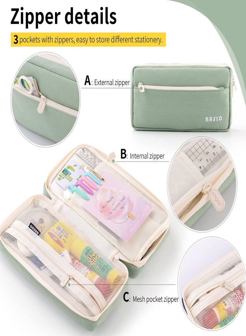 Big Capacity Pencil Pen Case Large Storage Pencil Pouch Pen Case Bag with Zipper Durable Pencil Bag Organizer Separate Compartments Pencil Holder for College Students Office School - Image 4