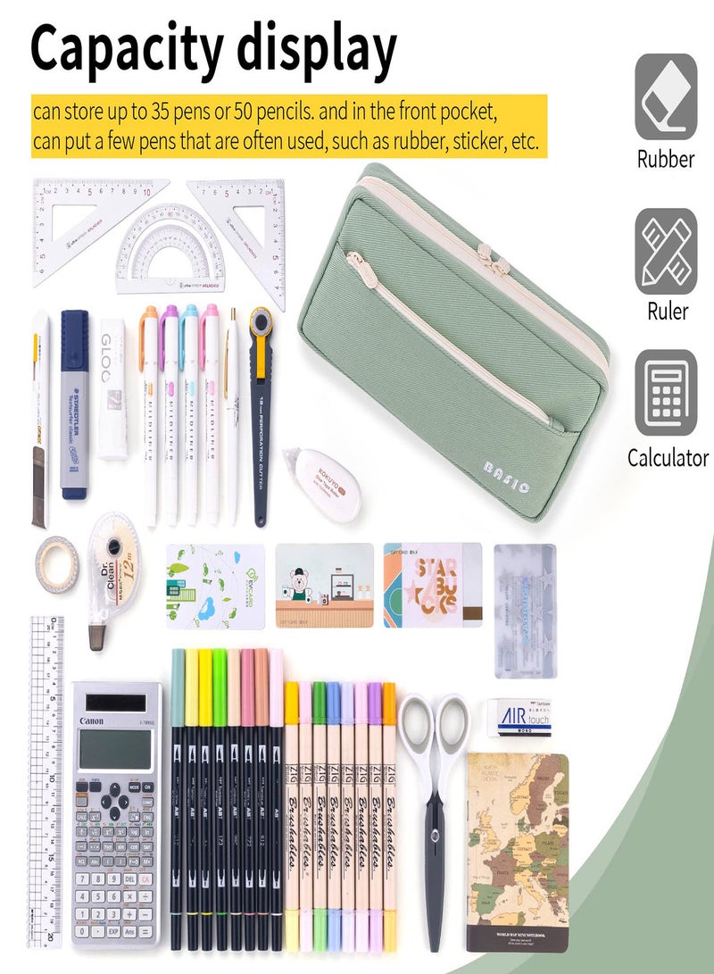 Big Capacity Pencil Pen Case Large Storage Pencil Pouch Pen Case Bag with Zipper Durable Pencil Bag Organizer Separate Compartments Pencil Holder for College Students Office School - Image 2