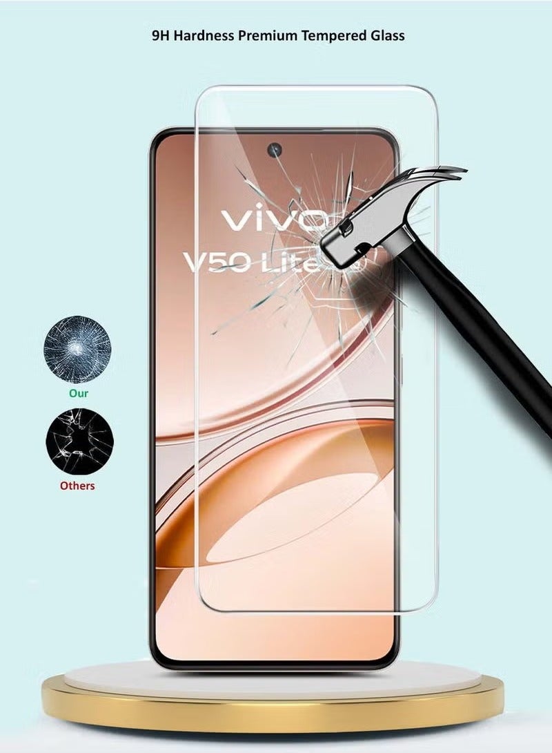 JAJEEK Vivo V50 Lite 4G 2025 GMAX Premium 9H 2.5D Tempered Glass Screen Protector – Full Coverage, Curved Edges, Clear, Scratch-Resistant, Anti-Fingerprint, HD Clarity - Image 3