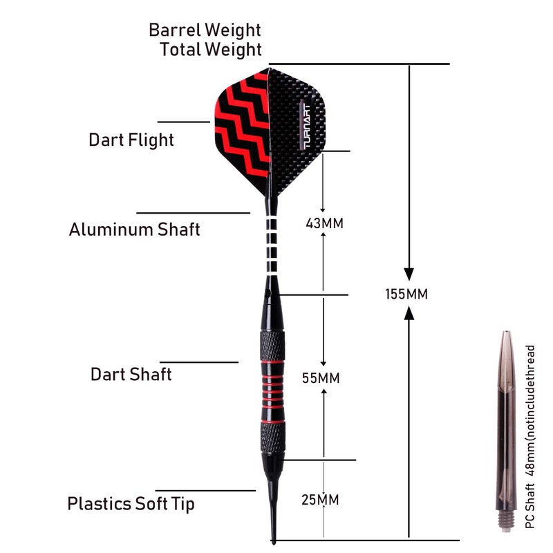 Turnart Darts Plastic Tip - Professional Soft Tip Darts Set for Electronic Dartboard 9 Pcs 18 Grams with 50 Extra Tips 9 Shafts 27 Flights Tool Kit Flight Protectors and Gift Darts Case (Gold) - Image 5