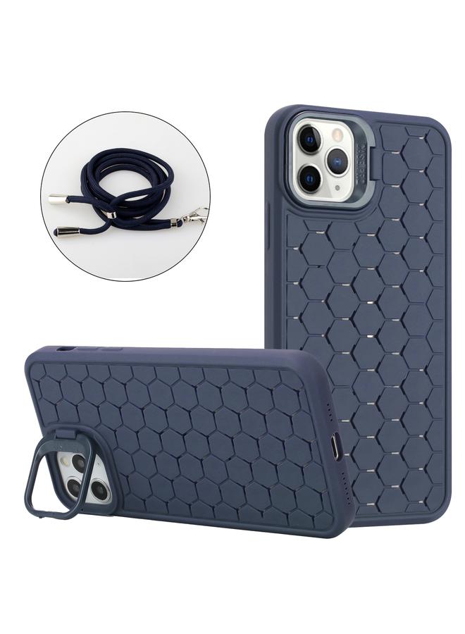 اس-توب جراب لهاتف iPhone 13 Pro Max مع حامل عدسات مشعة على شكل قرص العسل من Magsafe مع حبل - Image 1