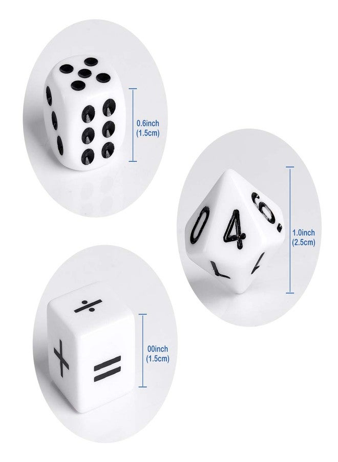 Lohoee 30Pcs Teaching Dice Acrylic Material 16mm Math Dice Games for Kids 8-12 for Teaching Classroom Supplies (Include Math Operation,Number and Dot Dice) - Image 2
