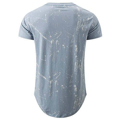 KLIEGOU Mens Hipster Hip Hop Ripped Round Hemline Pattern Print T Shirt 86 Blue2 M - Image 2