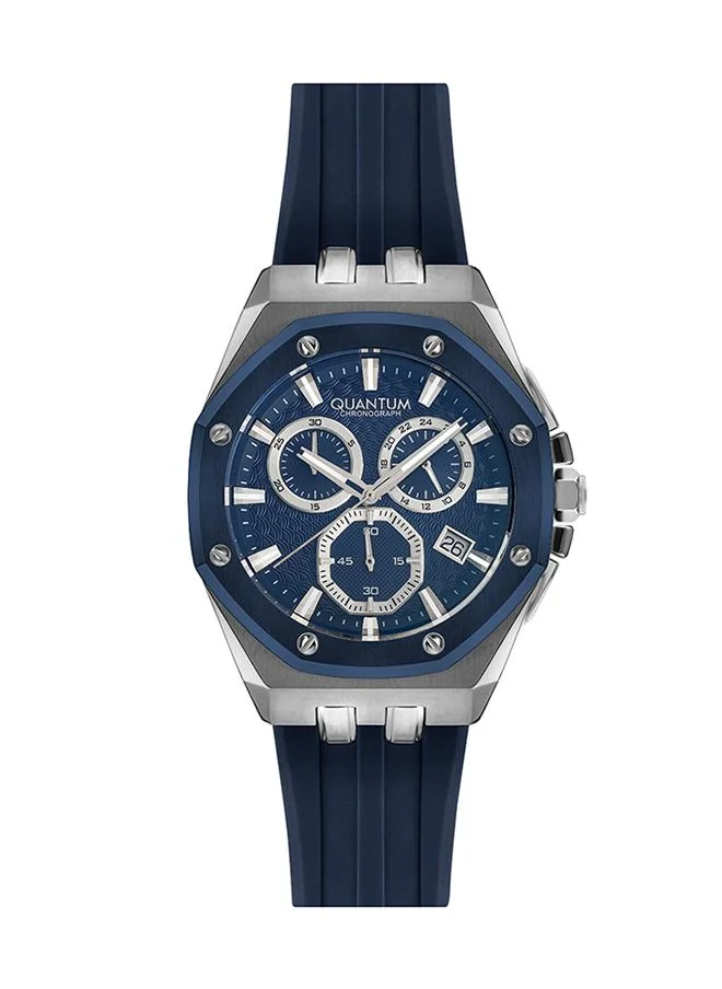 كوانتوم QUANTUM Men's Watch, Chronograph Display and Silicone Strap - HNG949.999, Dark Blue