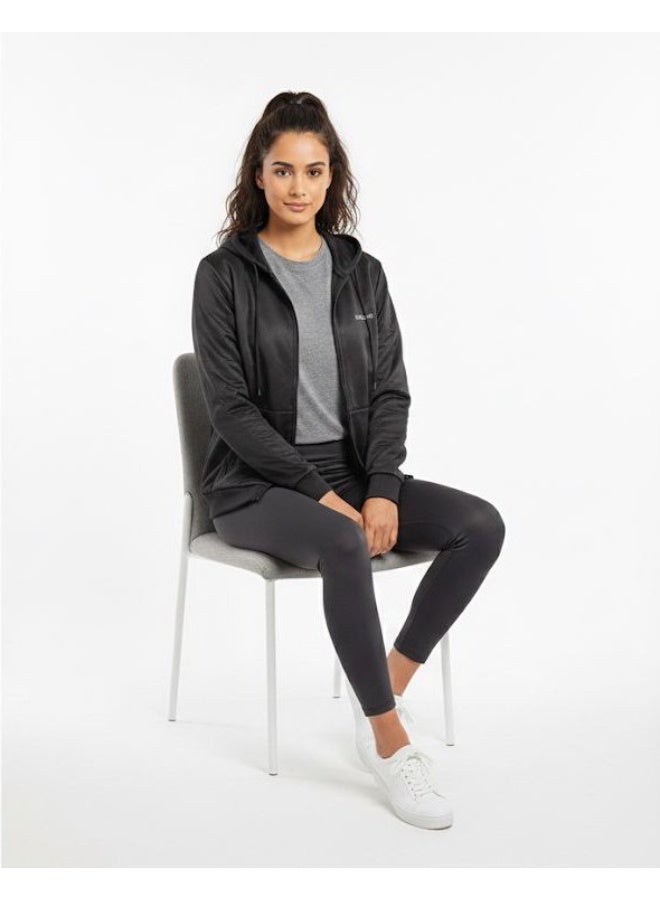 McKenzie هودي أسود بسحاب كامل للنساء - جاكيت كاجوال خفيف الوزن 100% بوليستر - Image 2